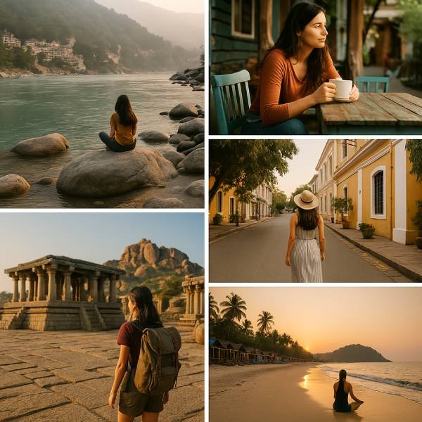 Scenic collage of top solo travel spots across India